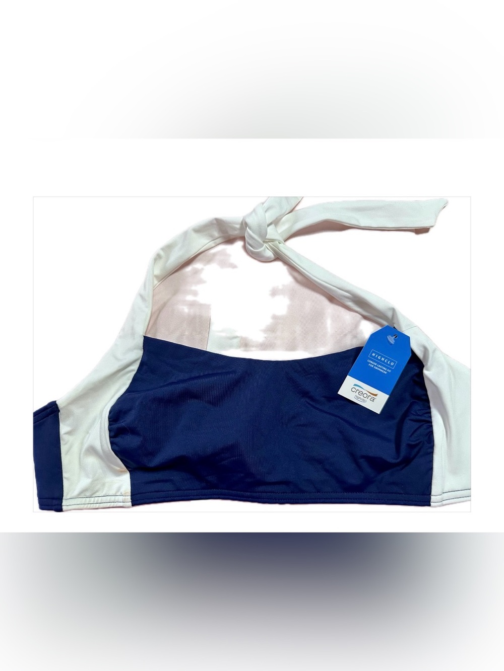 NWT Lands' End Navy and White Halter Bikini Top